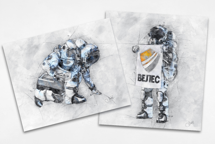 Астронавты (sketch style) рисунки для сайта