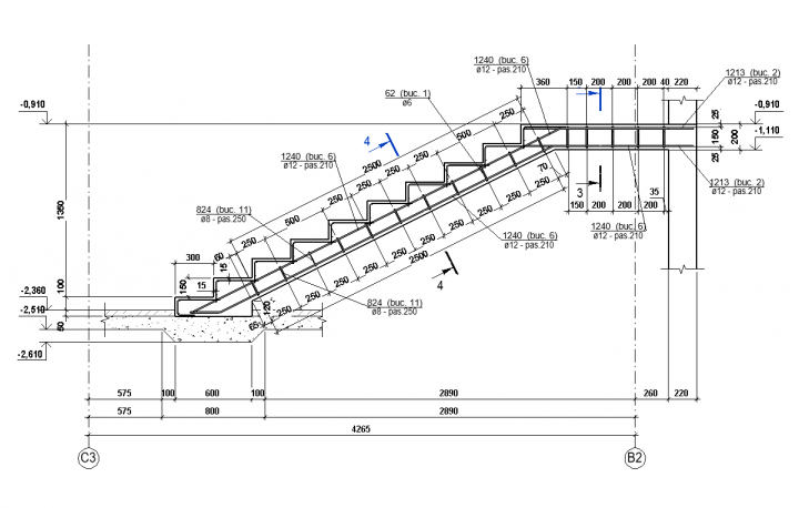 Моделирование в Revit (Армирование лесницы 2D)