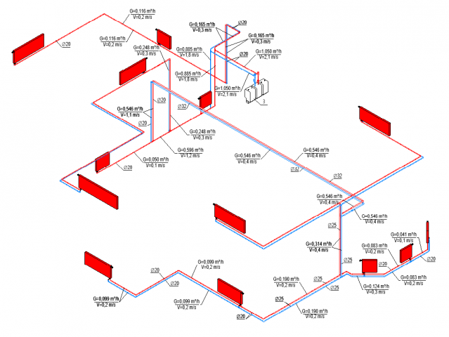 Моделирование в Revit (План отопление 3D)