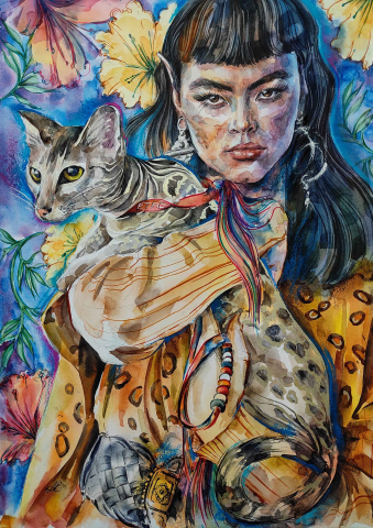 Женщина и кошка. Fashion portrait