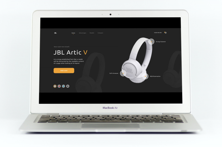 Landing page для новай модели наушников JBL