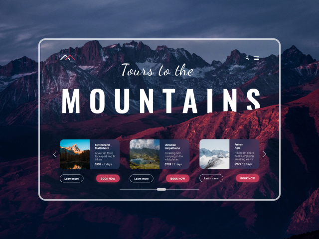 Дизайн 1-го экрана сайта про путушествия