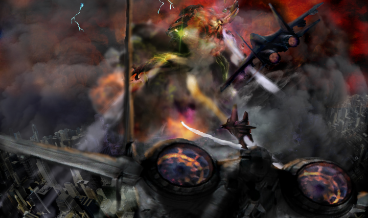 Самолеты и монстр