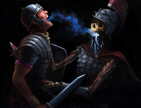 Мертвец высасывает жизнь из воина