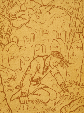 Молодой воин (лайн арт)