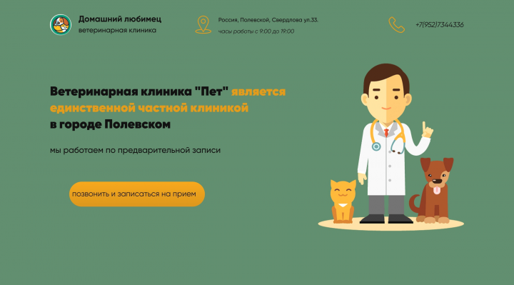 Дизайн сайта для ветеринарной клиники