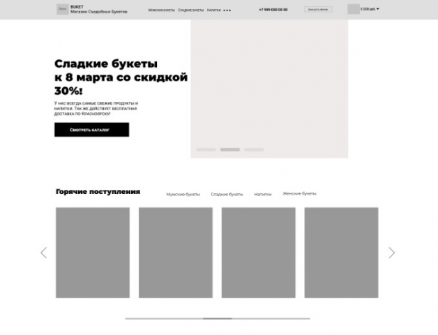 Прототип сайта "BUKET-магазин съедобных букетов"