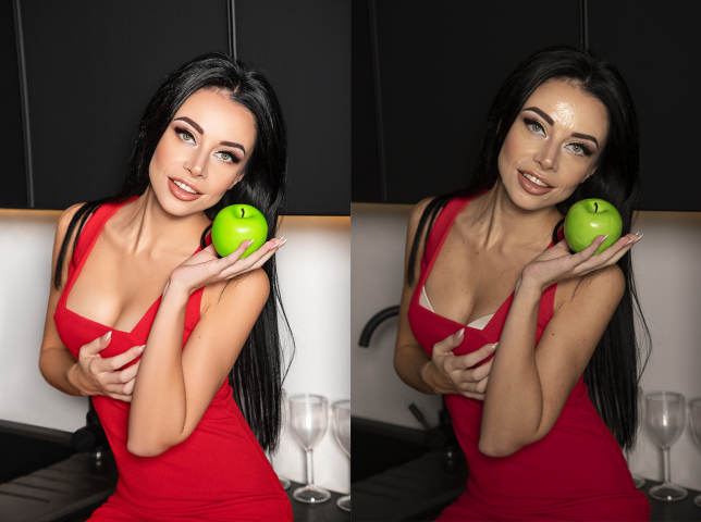 Глянцевая ретушь исходника невысокого качества