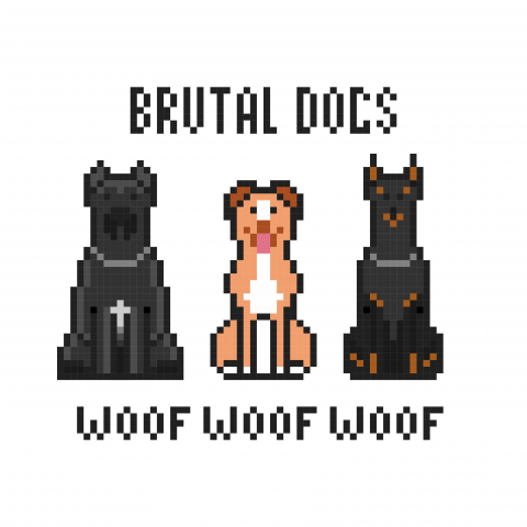 Brutal dogs pixel vector illustration