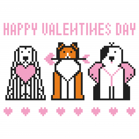 Happy Valentine's day with three dogs vector.