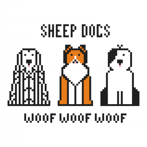Three shepherds. Pixel vector illustration.