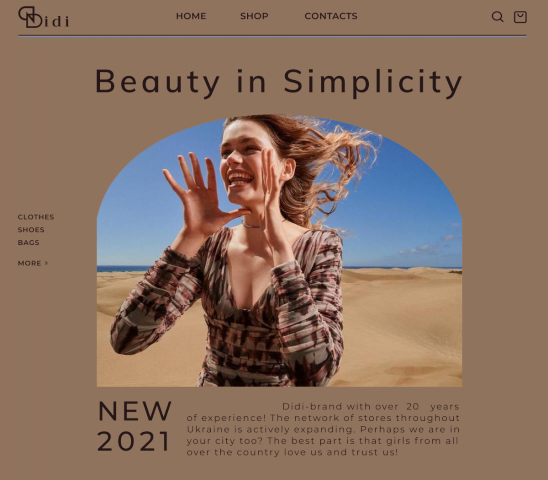 Дизайн для сайта интернет-магазина для одежды