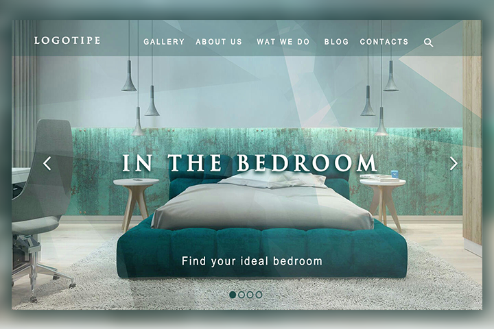 IN THE BEDROOM макет сайта мебели для спальни