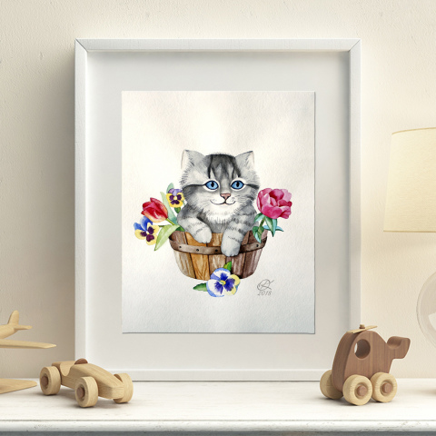watercolor kitten