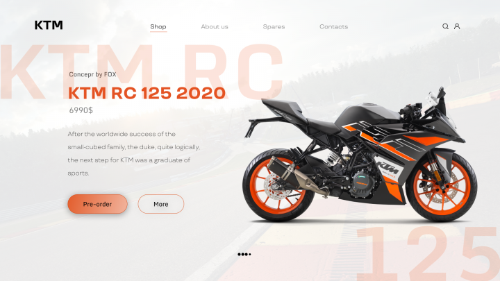 Концепт первого экрана KTM