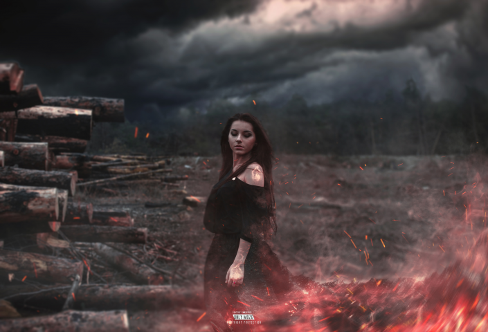 Коллаж - дева огня