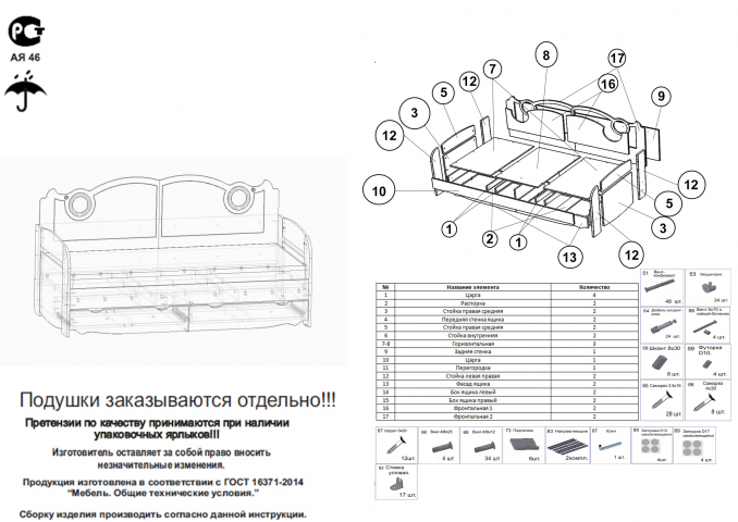 Разработка Тех паспортов для наборов мебели