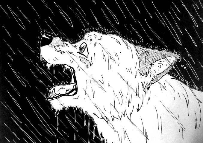 Графический арт с бродячим псом