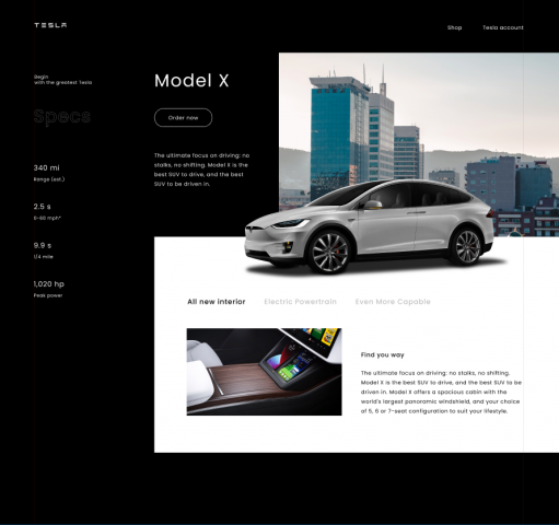Переработка сайта Tesla