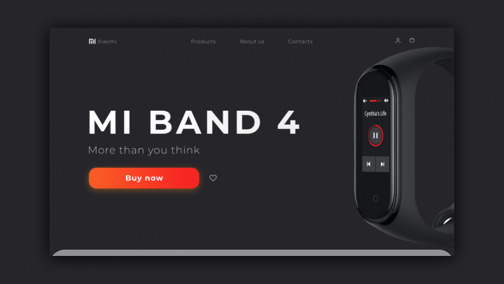 Дизайн первого экрана Xiaomi mi band 4