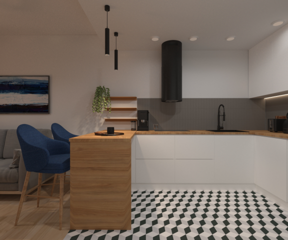 Визуализация кухня студия
