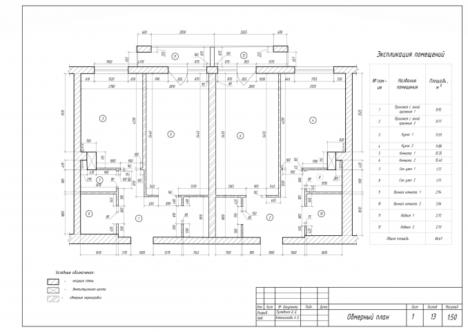 Обмерный план проектируемой квартиры