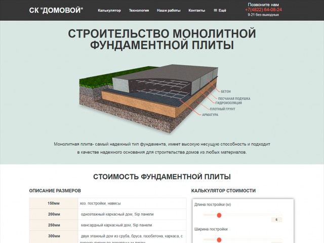 "Домовой" - мультилэндинг строительной фирмы