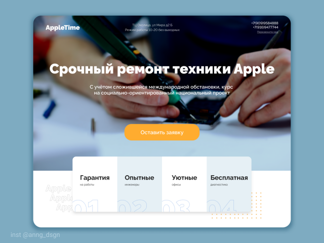 Сайт для компании по ремонту Apple техники