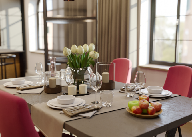 Modern kitchen-dining room