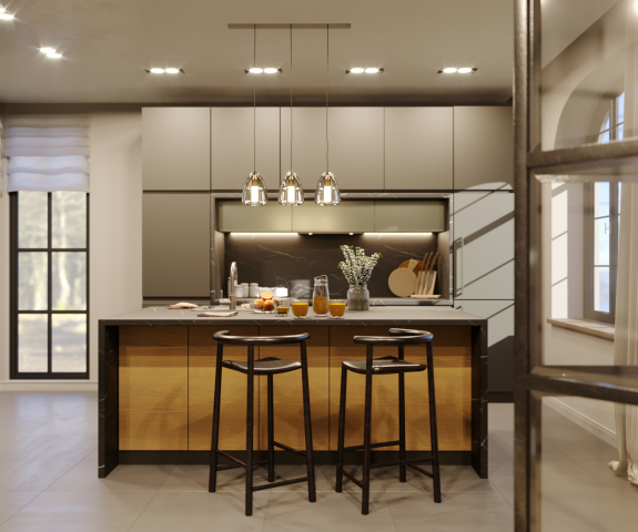 Modern kitchen-dining room