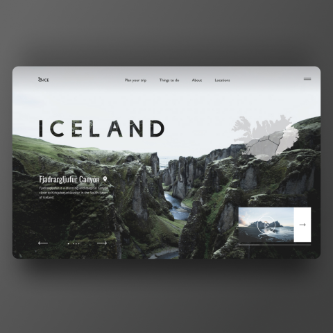 Главный экран сайта для путешествий