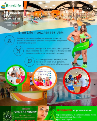 Листовка для спортклуба EnerLife