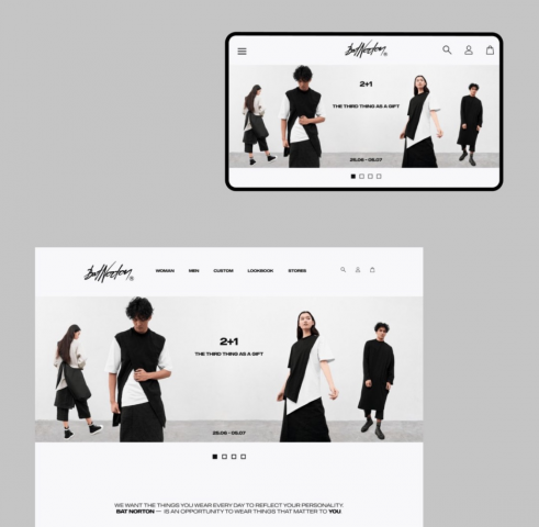 Дизайн интернет-магазина  мужской и женской одежды Bat Norton