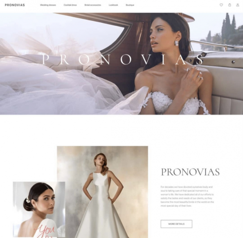 Дизайн сайта свадебных платье Pronovias
