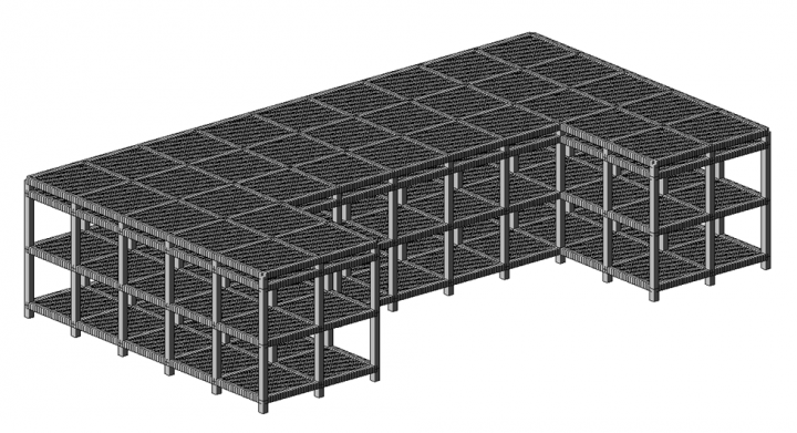 Общий вид объекта, построенный в ПК ЛИРА-САПР 2017