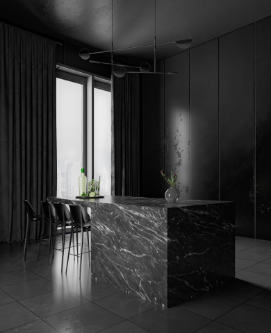 Столовая темный интерьер