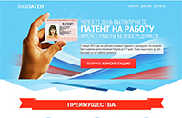 Лендинг ВашПатент - Патент на работу 2015 год