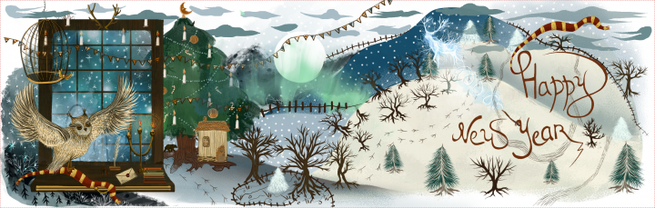 Зимний принт для эмалированной кружки