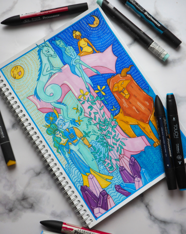 Разработка иллюстрации с дудл леттерингом