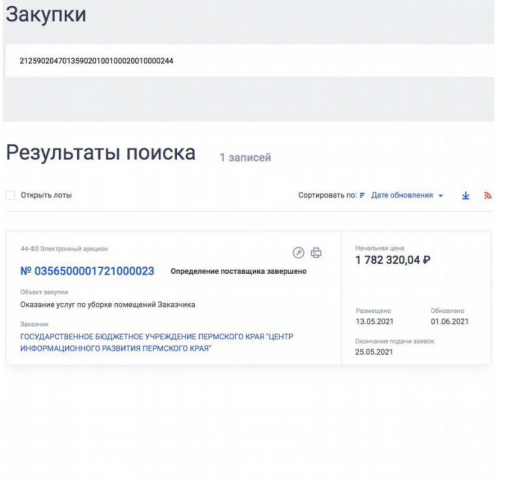 выигранный тендер