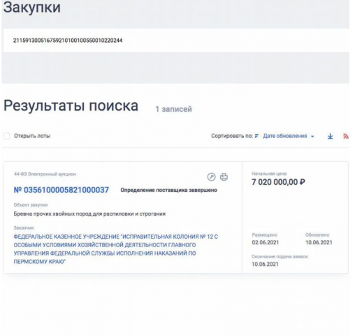 выигранный тендер