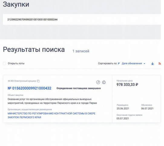 выигранный тендер