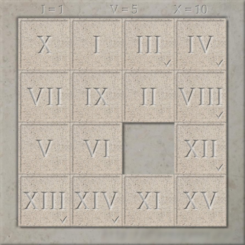 Компьютерная игра-пятнашки Римские цифры