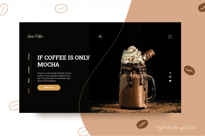 Дизайн первого экрана по продаже кофе.