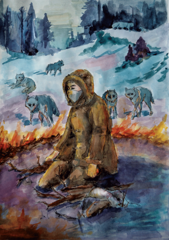 Акварельная иллюстрация к произведению "Белый клык"