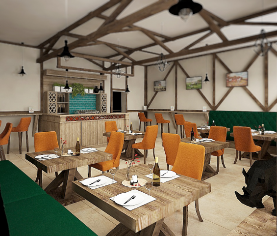 Интерьер кафе в тирольском стиле