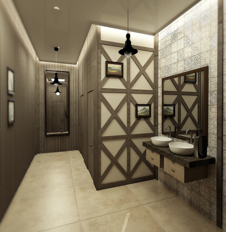 Проект санузла для кафе в тирольском стиле