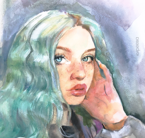 Девушка с голубыми волосами