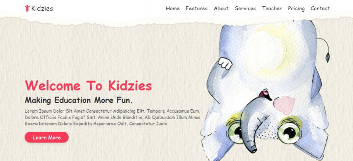Адаптивная вёрстка сайта "Kidzies"