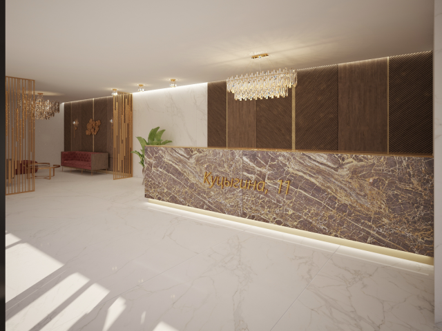 Вестибюль жилого дома с круглосуточной косьерж-зоной